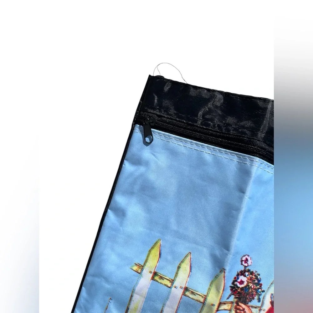 Norman Rockwell Print Tote Bag Black Nylon Large Bag Carry All - Picture 5 of 5